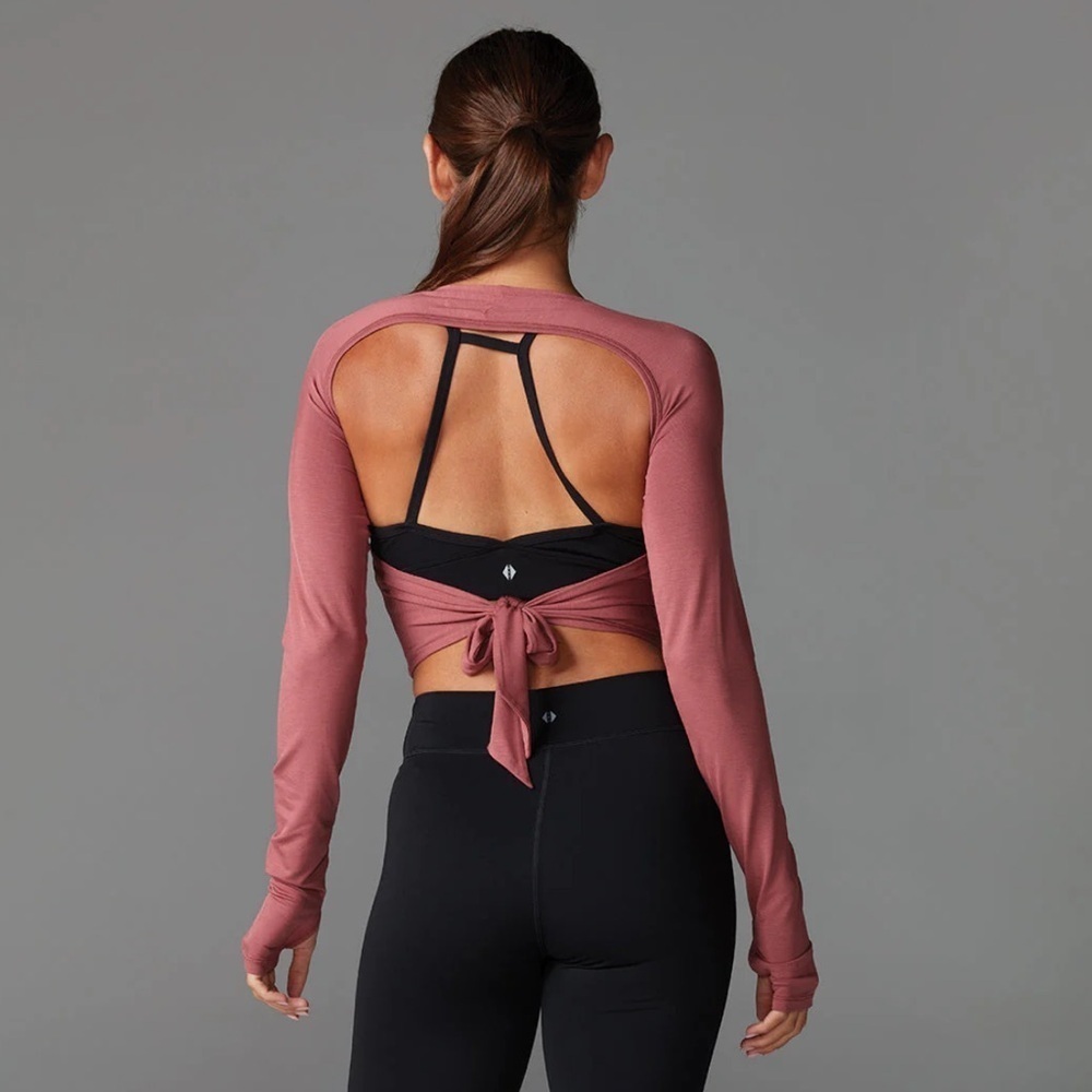 TAVI Active Long Sleeve Crop Tee | Pink | Size Medium - Picture 2 of 6